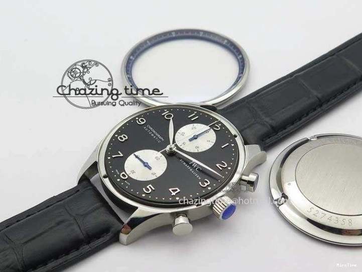 MIROTIME 0217 Modern Portuguese IW371404 ZF V3 1:1 Best Edition SS Black Dial On Black Leather Strap A 7267